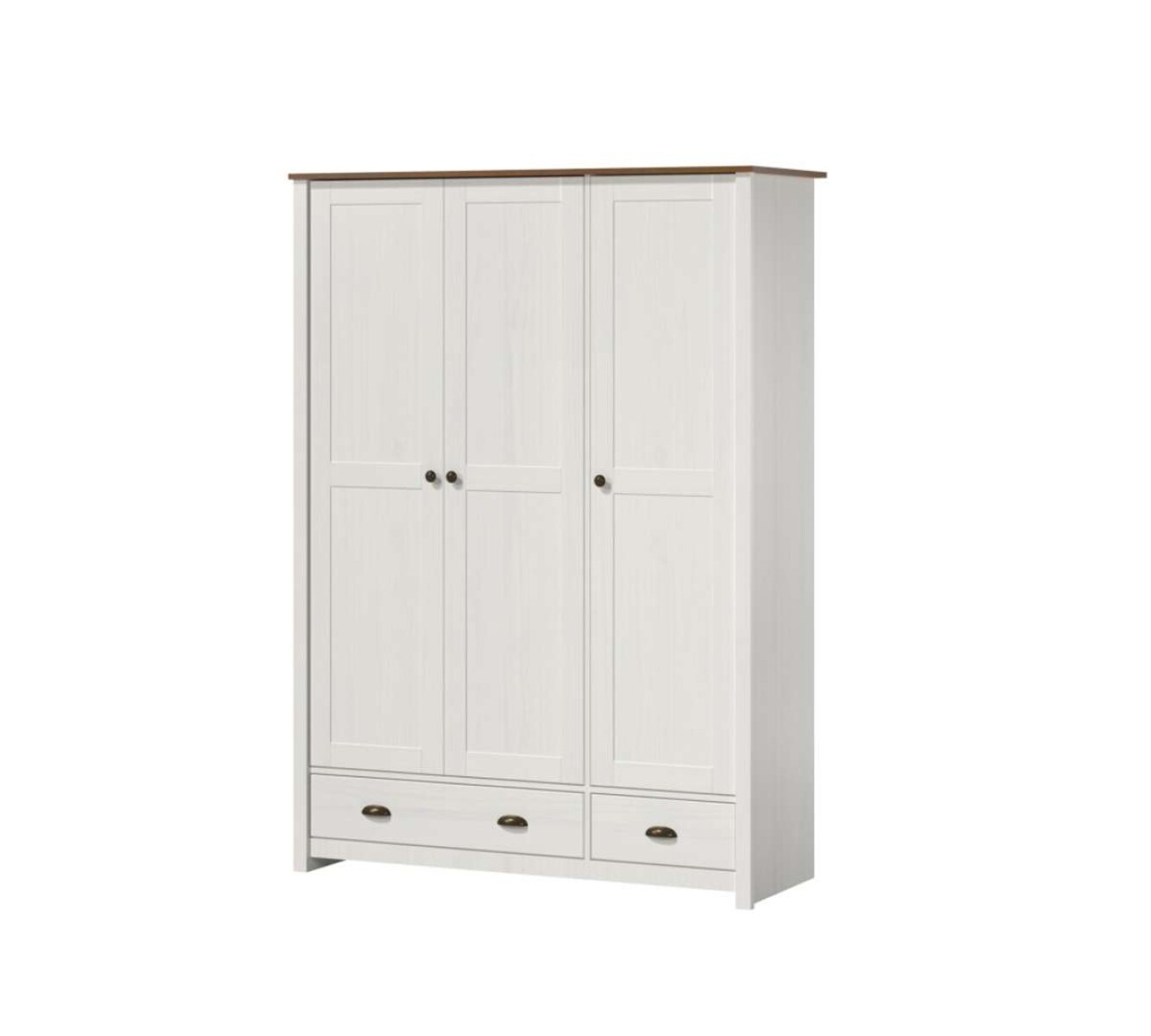Ropero 3 puertas 2 cajones Madera maciza Linea Colonial - Blanco 