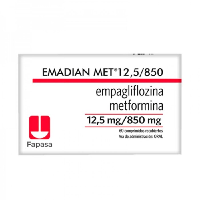EMADIAN MET 12,5/850 MG CJ X 60 COMP REC única