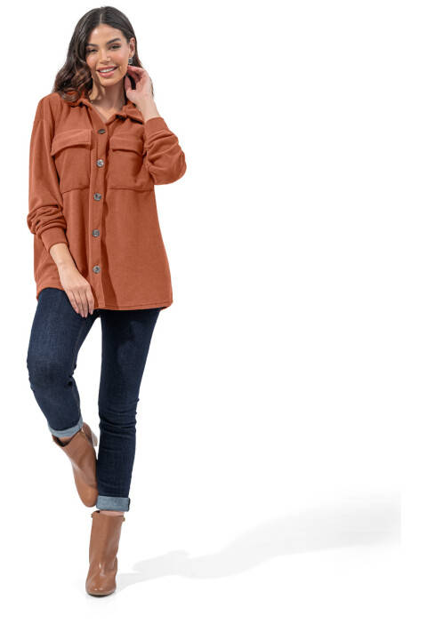 Camisa Oversize Terciopelo Terracota