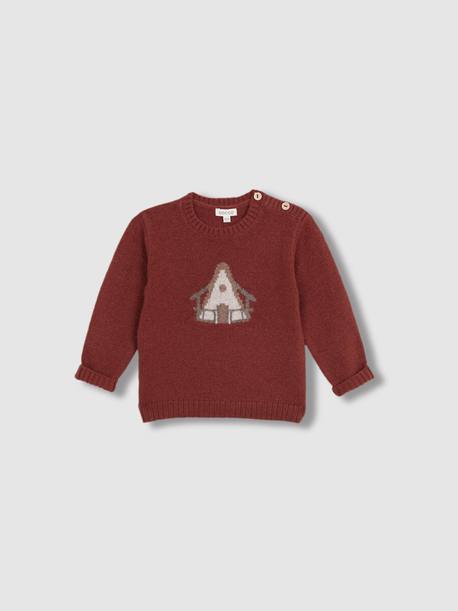 Jersey Con Intarsia Delante Teja