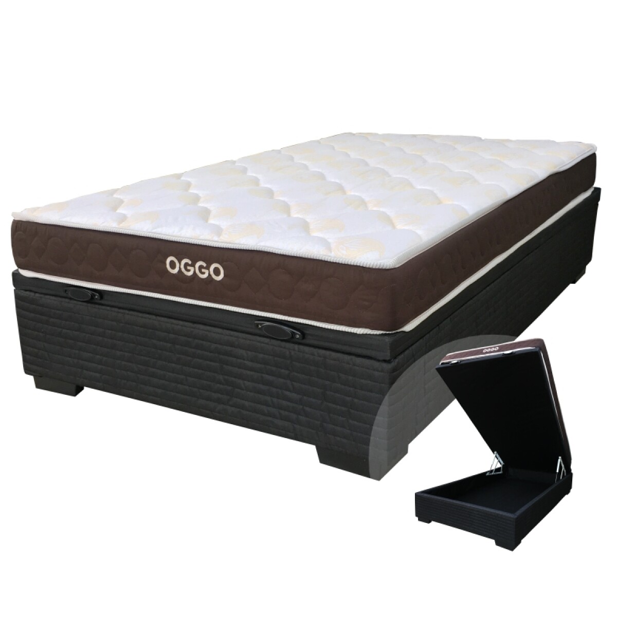 Sommier ROMA BOX BAÚL - 1 Plaza y Media - Espuma con base EPS - 110 x 188 x 16 cm - 80Kg 