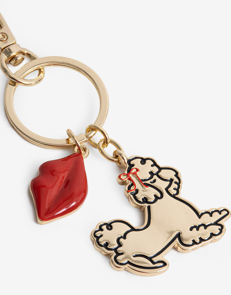 Llavero Metal Llavero Y Bag Charm De Perro - Combinacion Multicolor