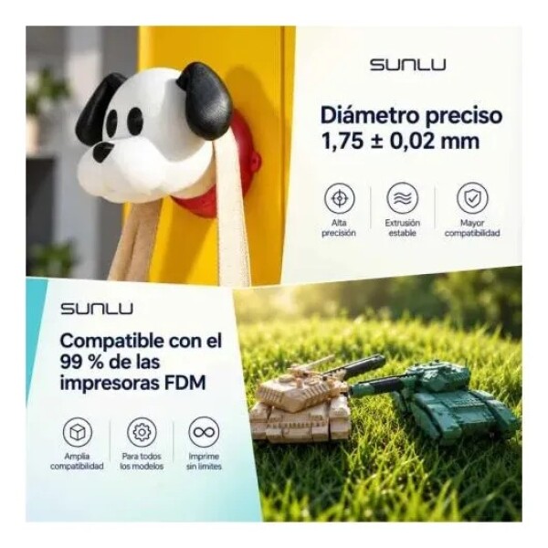 Filamento Sunlu Premium Pla Para Impresión 3d 1.75 Mm GRIS