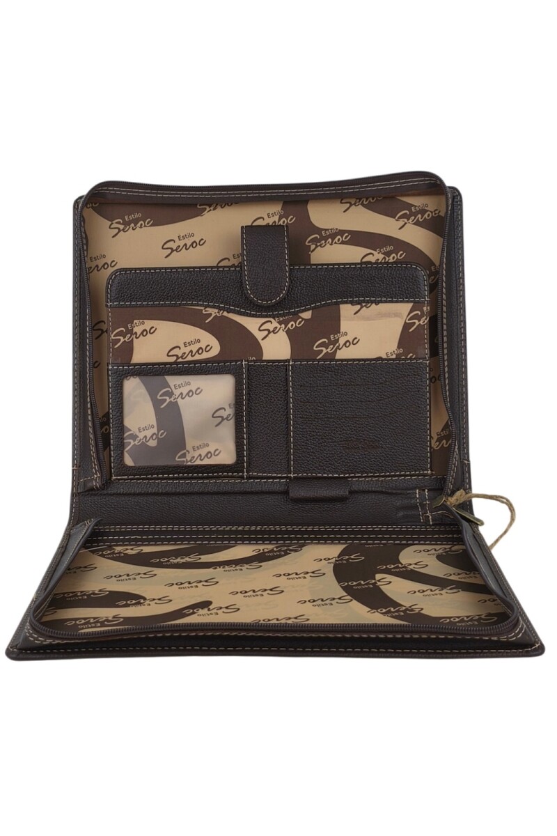 Dosier Mediano Profesional en cuero genuino Chocolate