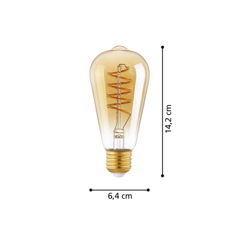 Lámpara LED velón ámbar ST64 E27 4W cálida 270Lm EG5350