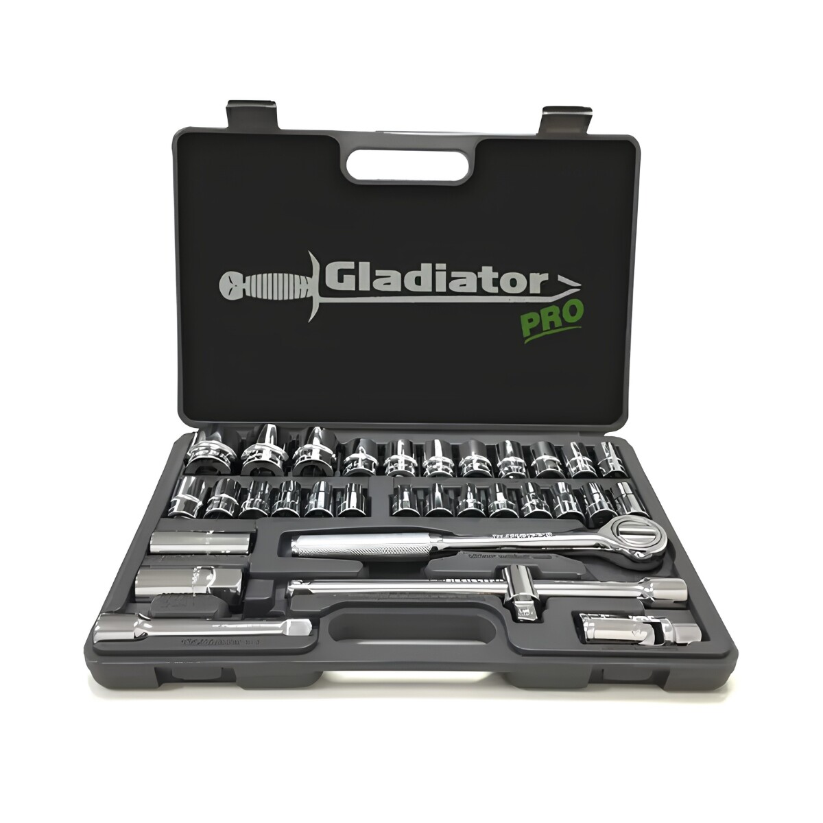 JUEGO DE TUBO, LLAVE CRIQUET METRICO 32P 1/2" GLADIATOR PRO Juego De Tubo, Llave Criquet Metrico 32p 1/2" Gladiator Pro