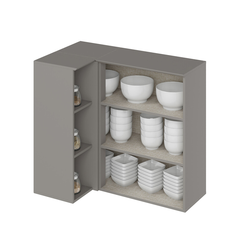 AÉREO ESQUINERO ALACENA CON NICHOS - LINEA AMERICANA GRIS