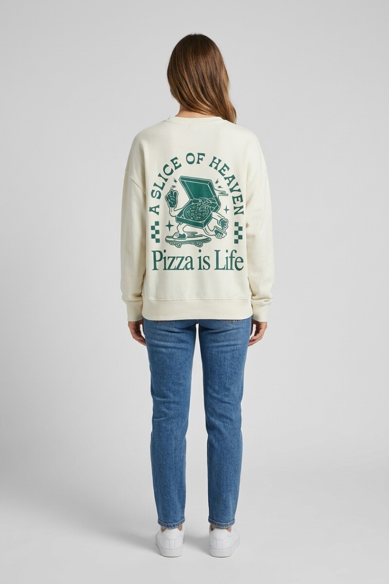 Sweatshirt estampado Pizza is Life CRUDO