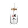 VASO VIDRIO C/DIS/TAPA/PAJITA 500ML Unica