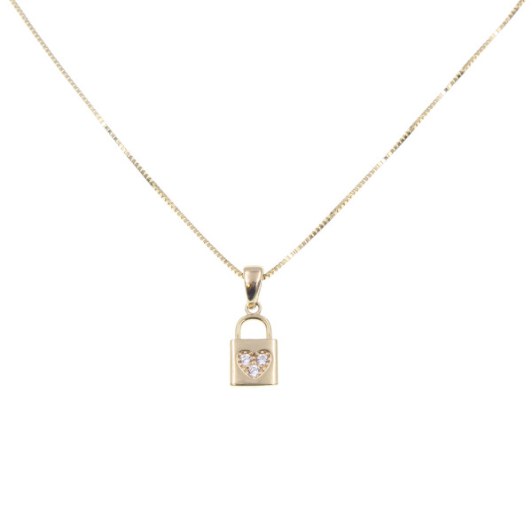 Colgante candado de oro amarillo 18k con circonias (Sin cadena) Colgante candado de oro amarillo 18k con circonias (Sin cadena)