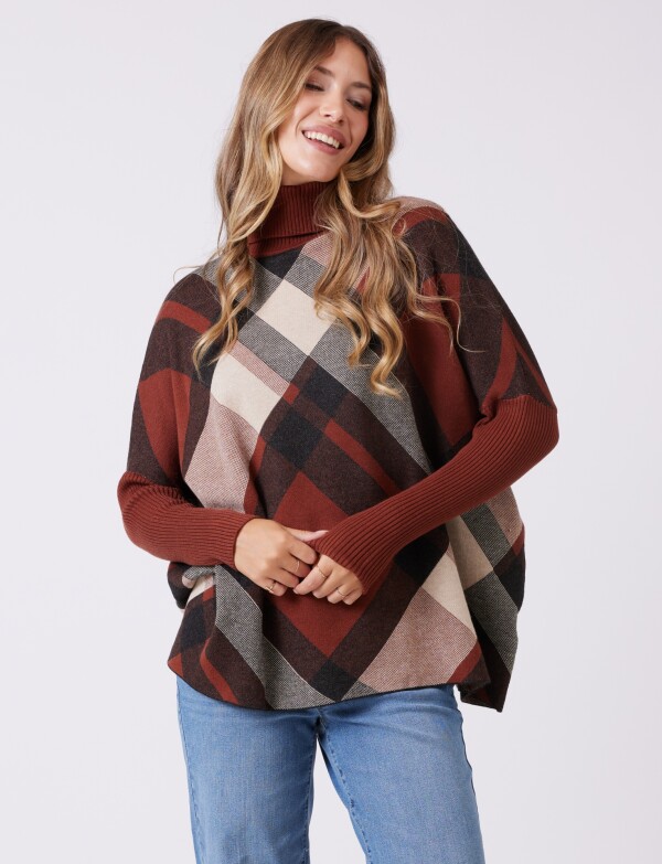 Polera Poncho Oversize MULTI/MARRON