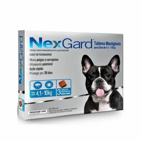 NEXGARD PASTILLA ANTIPULGAS Y GARRAPATAS X 3 COMP DE 4 A 10 KG