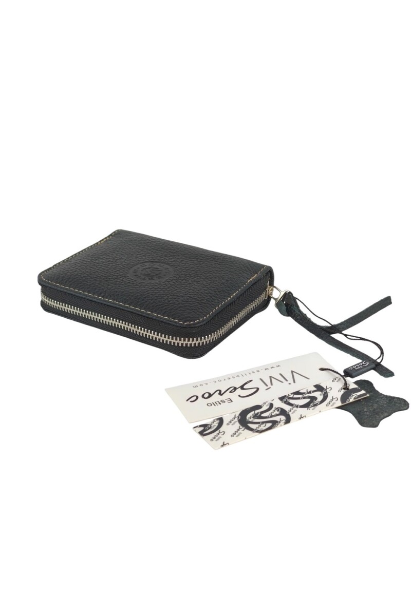 Monedero de Cuero Genuino: Estilo, Seguridad y Organización Diaria. Negro