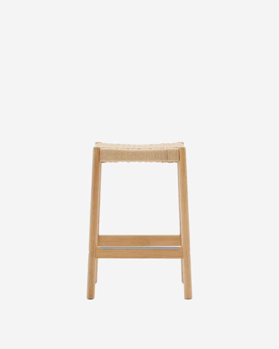 Taburete Yalia de madera maciza de roble con acabado natural y cuerda altura 65 cm FSC100% Taburete Yalia de madera maciza de roble con acabado natural y cuerda altura 65 cm FSC100%