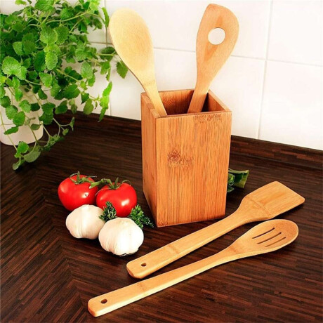 Set 6 Pzas Utensilios Madera Bamboo