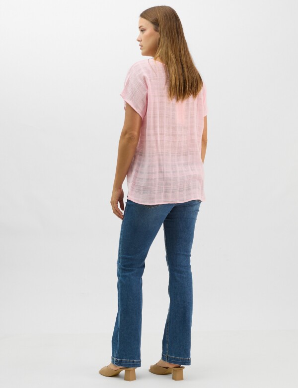 Blusa Fluida De Algodón Texturizado ROSA