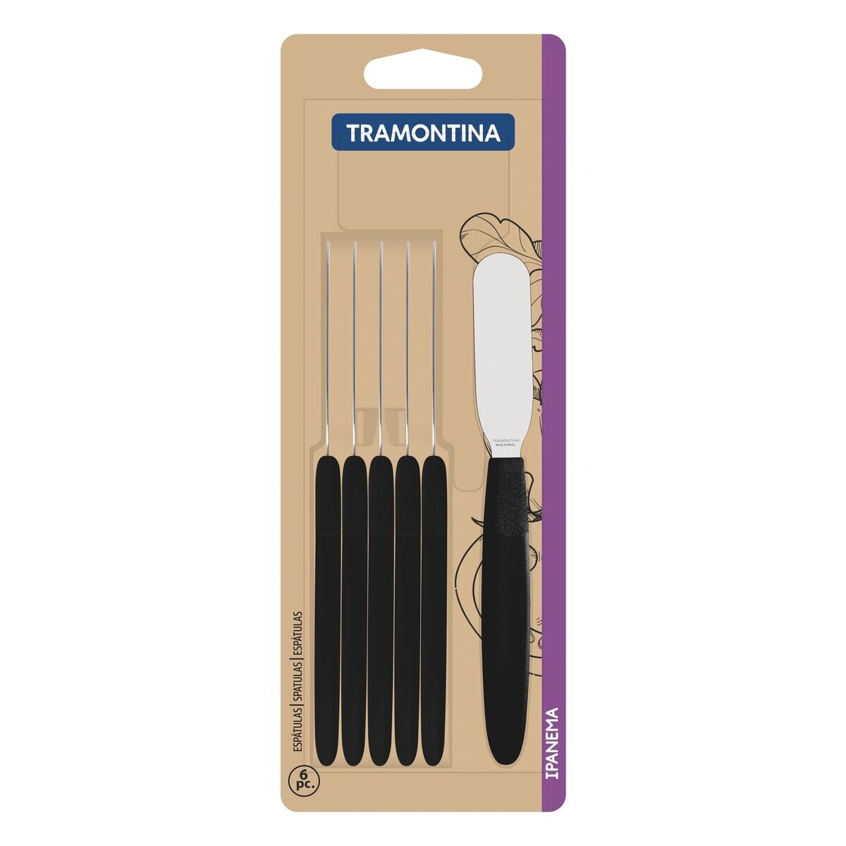 JUEGO 6 ESPATULAS IPANEMA NEGRO - TRAMONTINA - 23399/048 