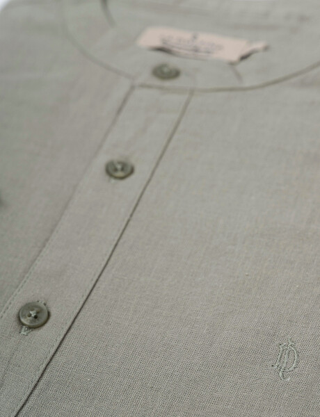 Camisa m/l lino lisa verde claro