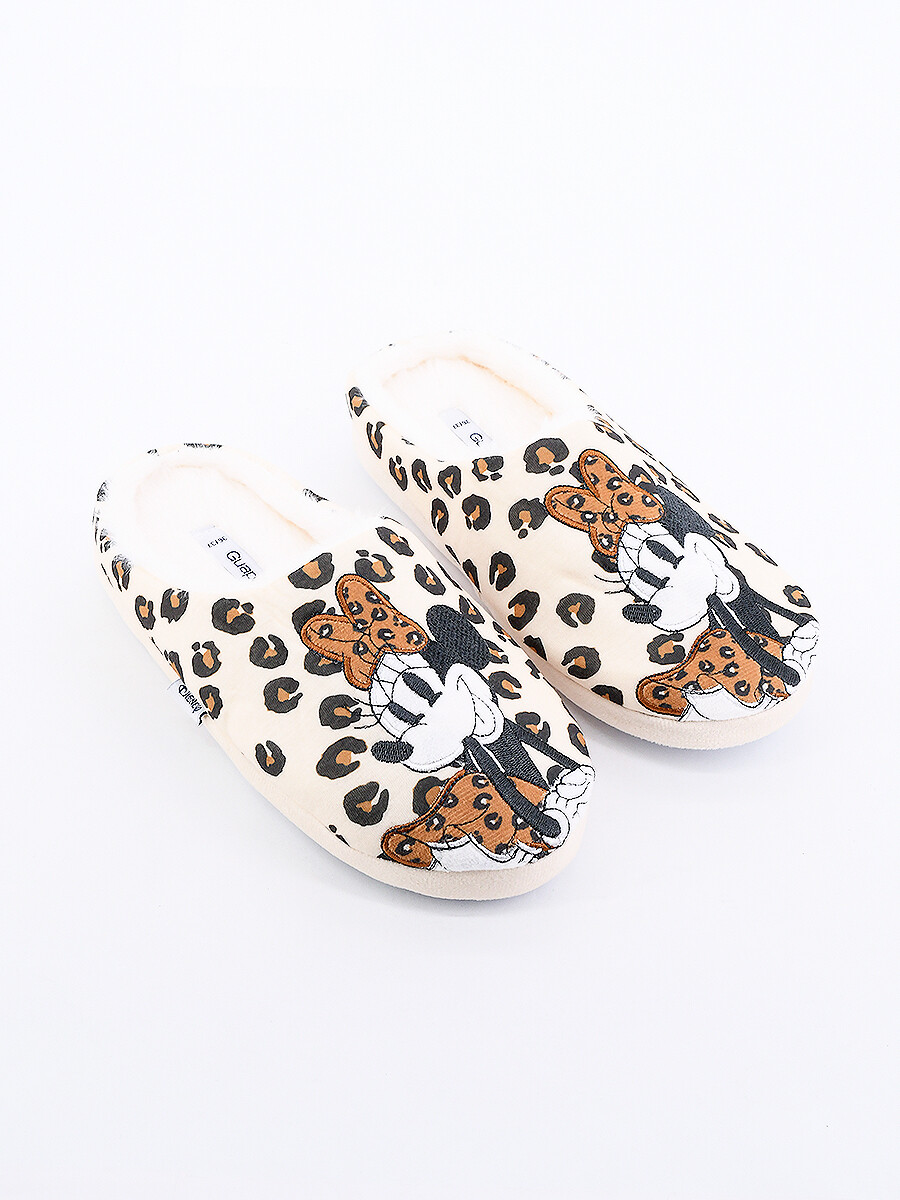 PANTUFLAS MINNIE ANIMAL PRINT - BEIGE 