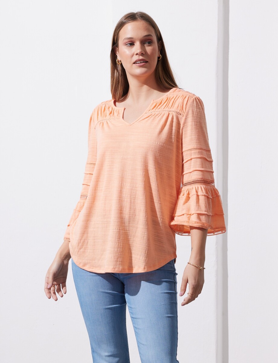 Blusa Frunces Hombro - Coral 