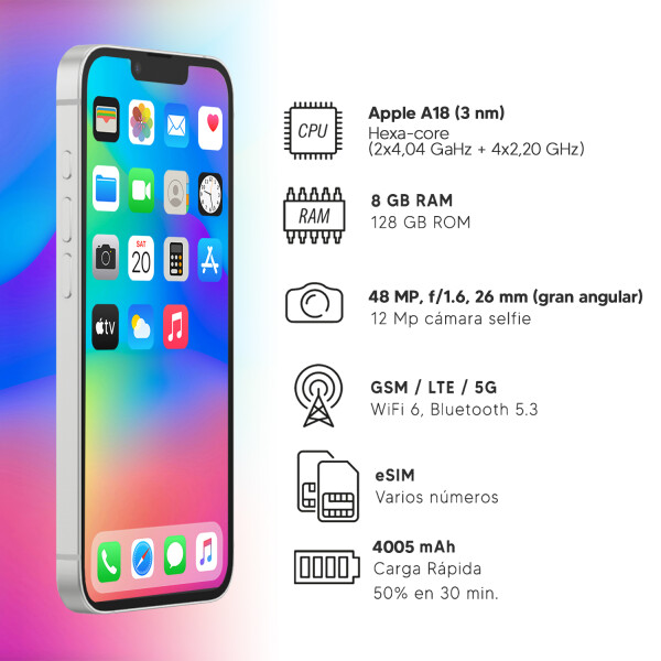 Apple Iphone 16e 8/128 Gb 5g BLANCO