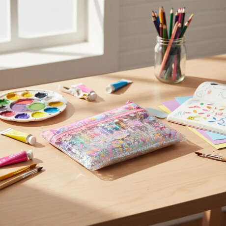 Set Papelería Arte Escolar c/ Cartuchera Libreta Lapiceras Mariposa