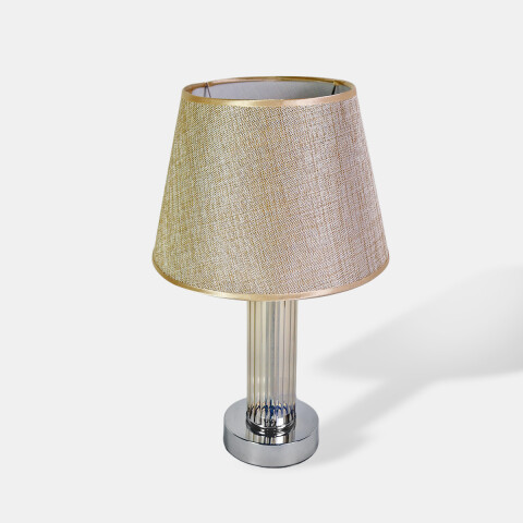 LAMPARA BEIGE/PLATA P/MESA 37X22CM Unica