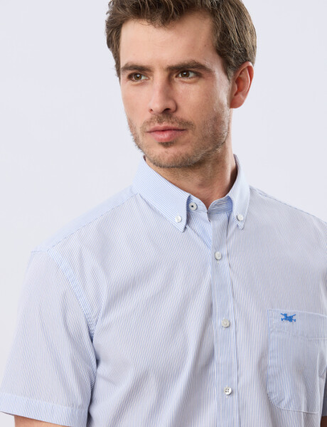 CAMISA RAYADA Celeste