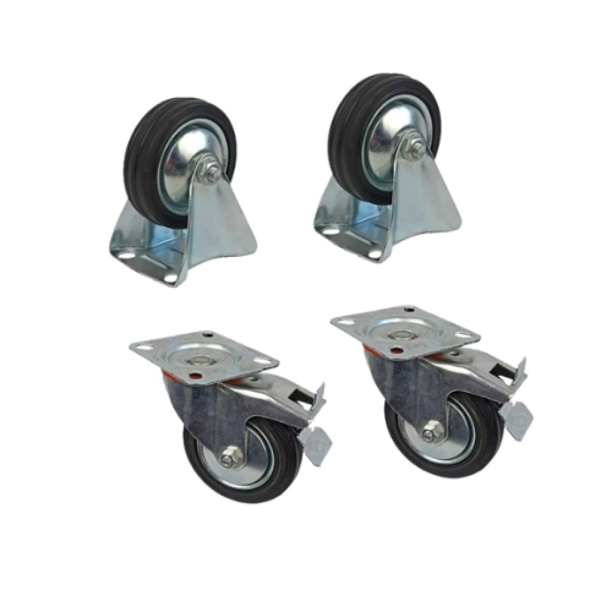 4 Ruedas De Goma Fijas 85mm Con Base Para Carro. 