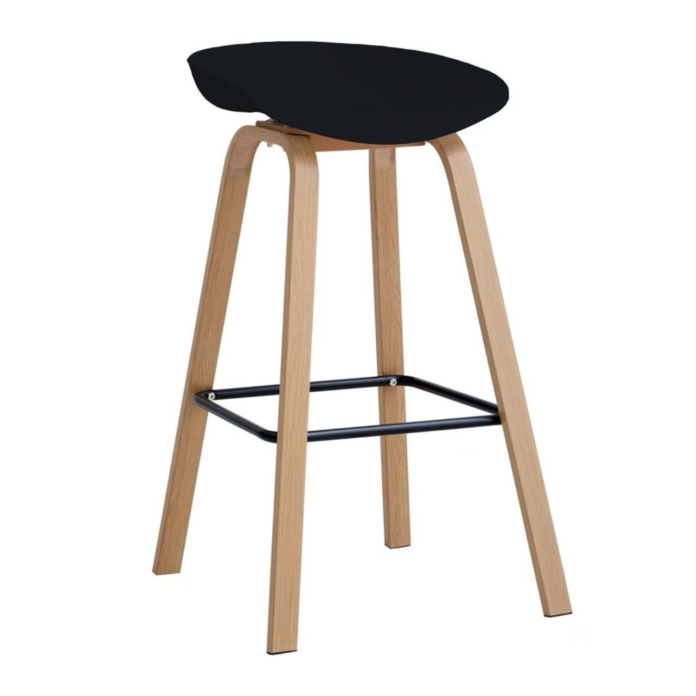 BUTACA TABURETE BAR POLIPROPILENO-Y-MADERA NEGRO BC-496M