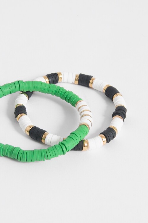 Set de 2 pulseras verde y negro multicolor
