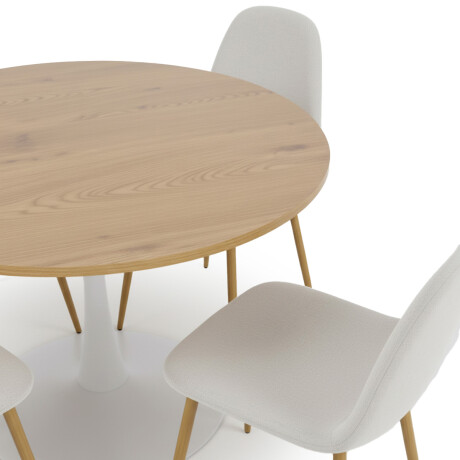Juego de Comedor Bari Vita – Mesa Redonda con 4 Sillas Roble Claro y Beige
