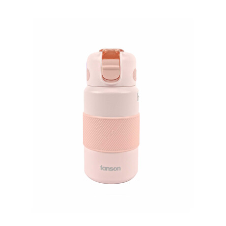 Botella termica con pico y silicona Rosado