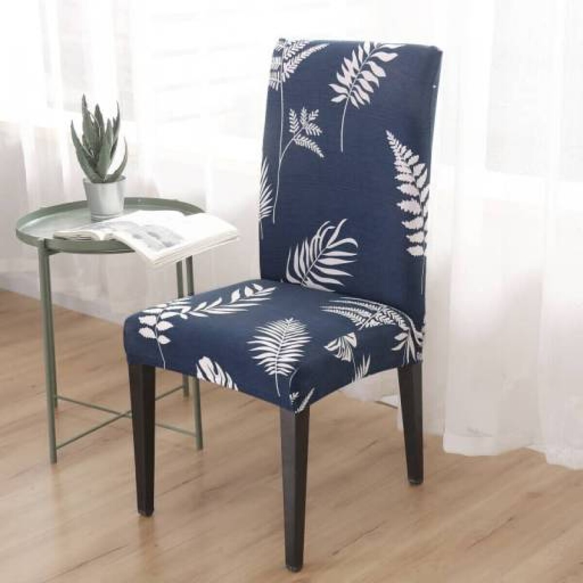 Set 6 Fundas Para Silla Cubre Asientos Estampada - Hojas Azules 