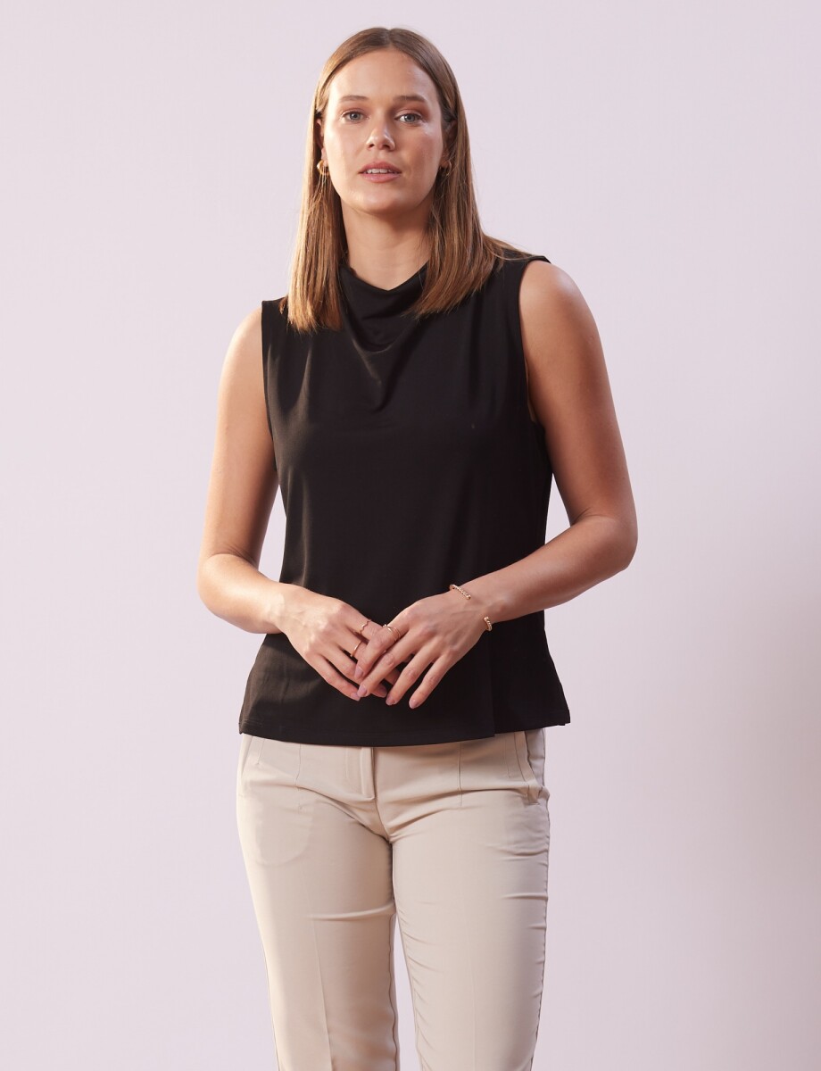 Blusa Cuello Volcado - Negro 