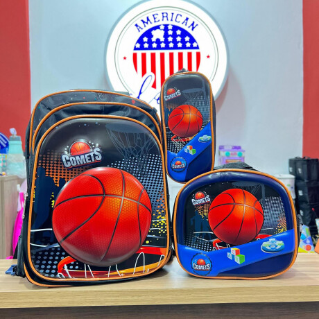 Set Mochila Lonchera Cartuchera Escolar 3 Piezas Azul Oscuro