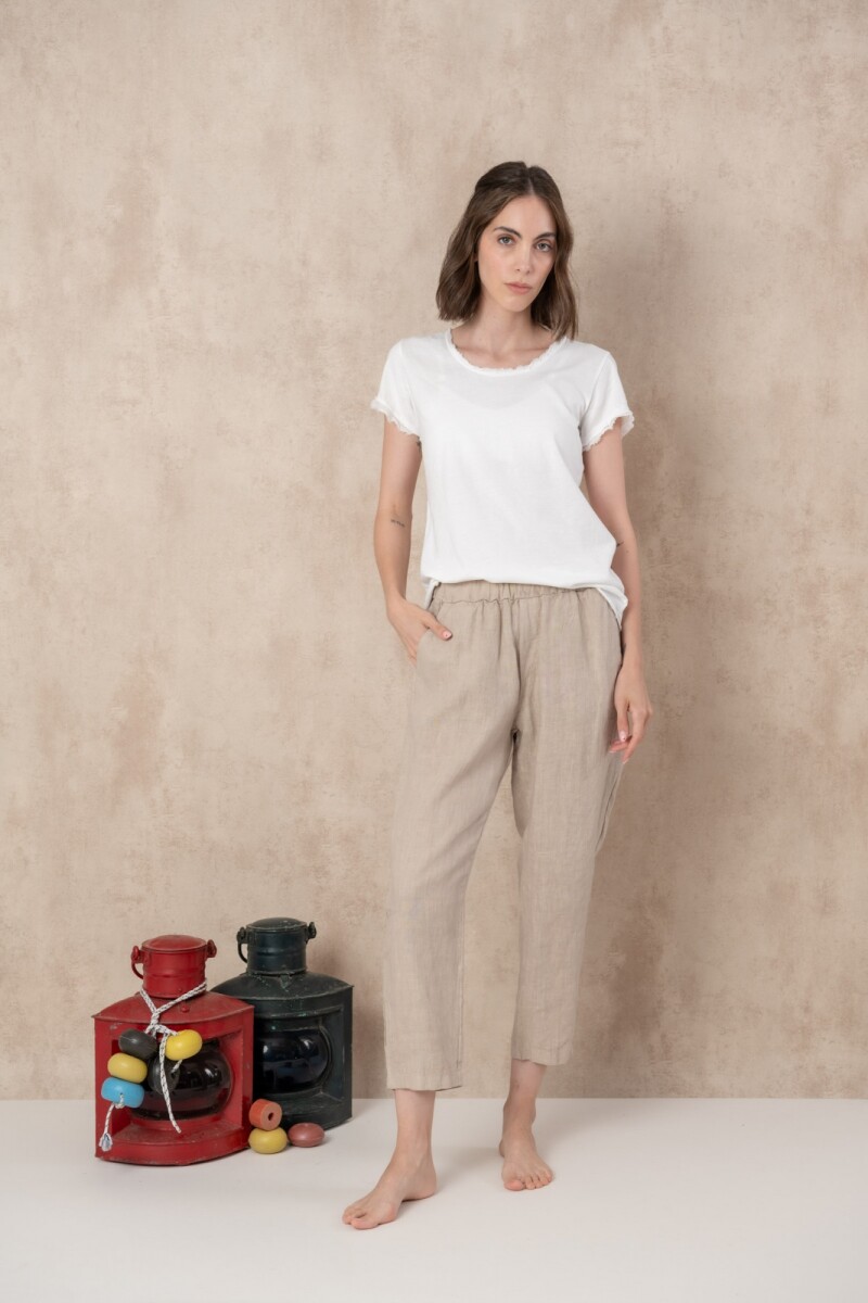 Pantalon de lino - Beige 