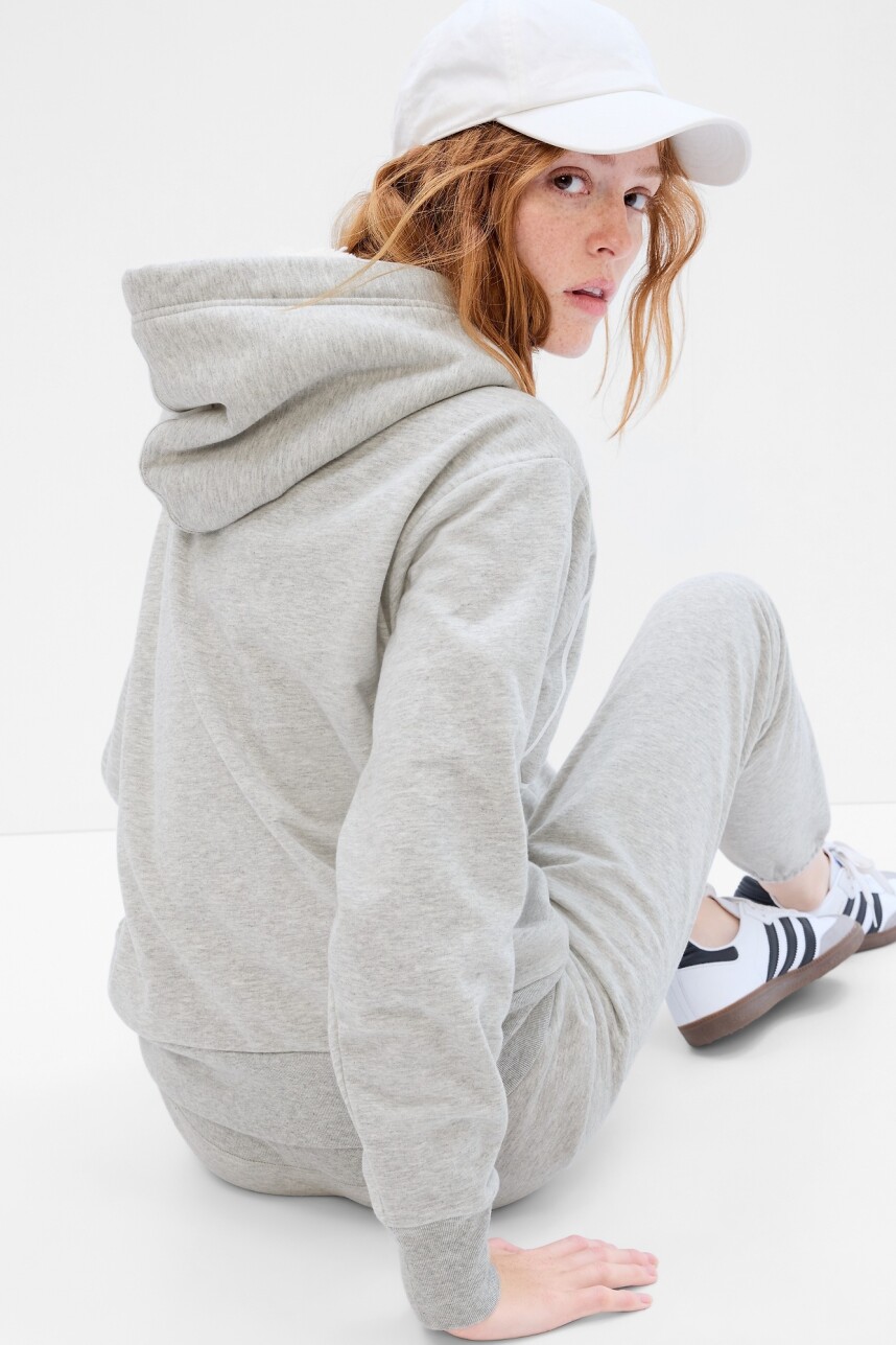 Canguro C/Corderito En Capucha Logo Mujer Light Heather Grey