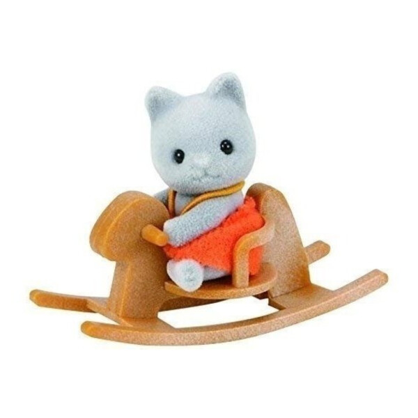 Sylvanian Families Bebé Gato Gris Con Caballo Mecedora Sylvanian Families Bebé Gato Gris Con Caballo Mecedora