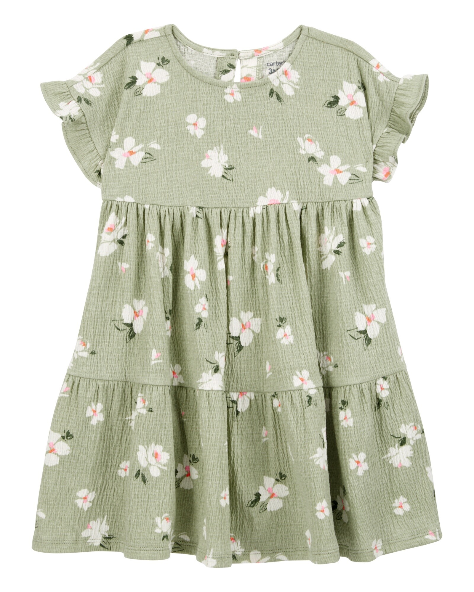 Vestido de jersey, escalonado, diseño floral Sin color
