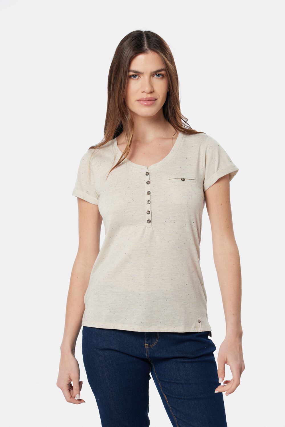 REMERA CON BOTONES Beige