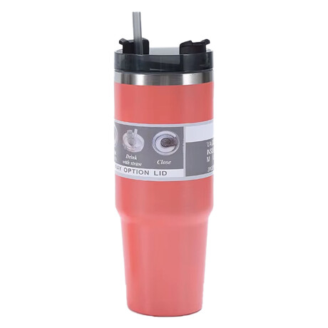 Vaso Térmico con Sorbito Termo Acero Inox 890Ml Frío Calor Rosa