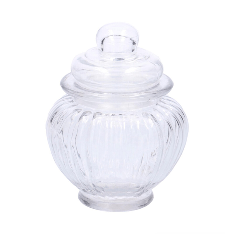 Frasco de vidrio ovalado con tapa 300 ml TRANSPARENTE