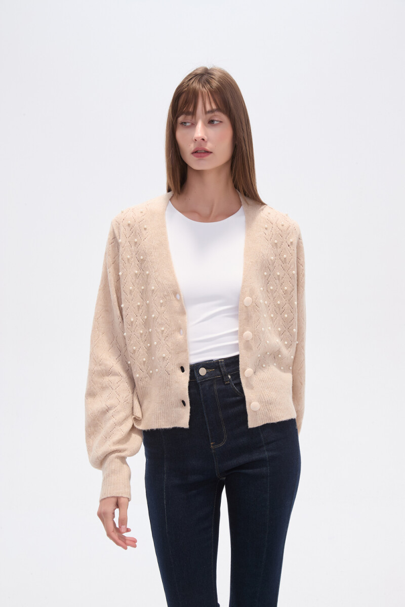 Cardigan Resun - Beige Melange 