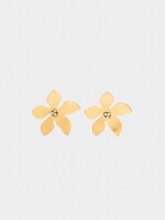 Pendientes Flor Con Piedras dorado