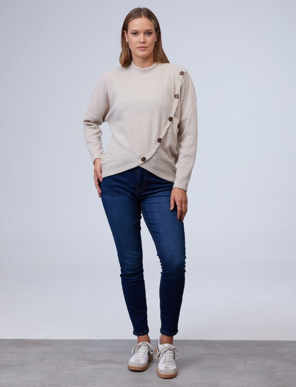 Buzo Cruzado Botones BEIGE