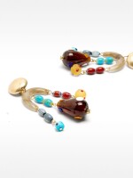 Pendientes Largos Con Vidrio multicolor