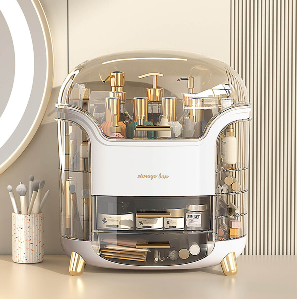Organizador de Maquillaje IMBACK IBK-HMJ058 | Diseño Premium con Tapa y Cajones | Cosméticos, Perfumes y Accesorios 