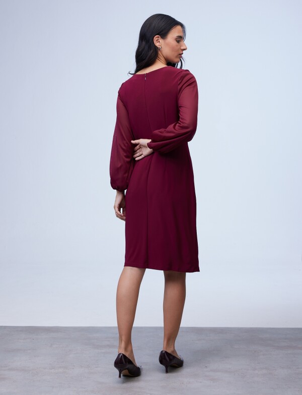 Vestido Escote V Cruzado BORDEAUX