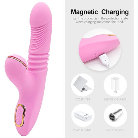 Estimulador Sube y Baja Con Succión 3 En 1 USB Rosa